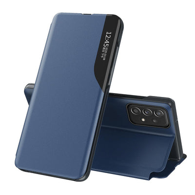 Eco Leather View Case elegant case with a flap and stand function for Samsung Galaxy A73 blue — Hurtel