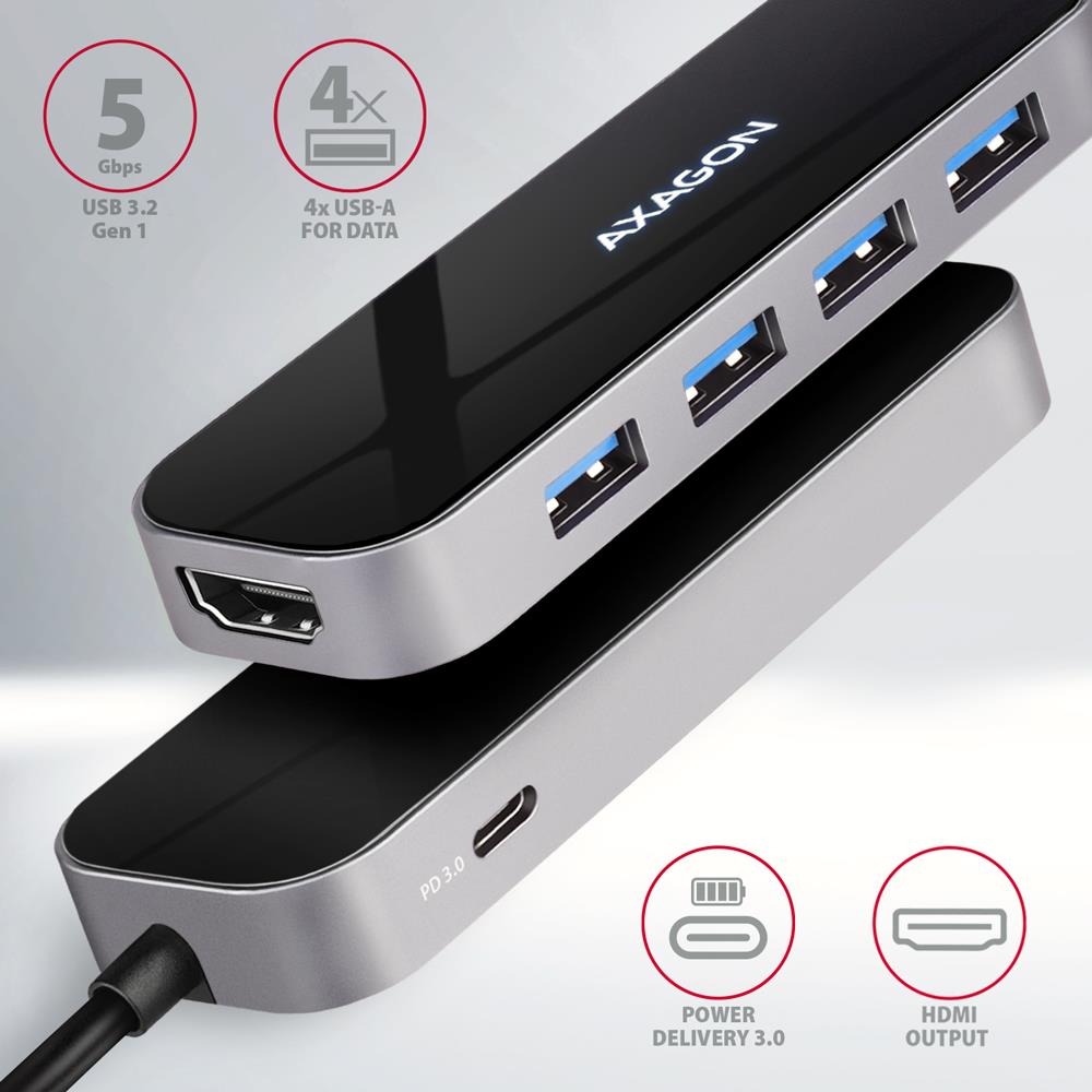 I/O HUB USB-C 6IN1/0.2M HMC-6H4A AXAGON