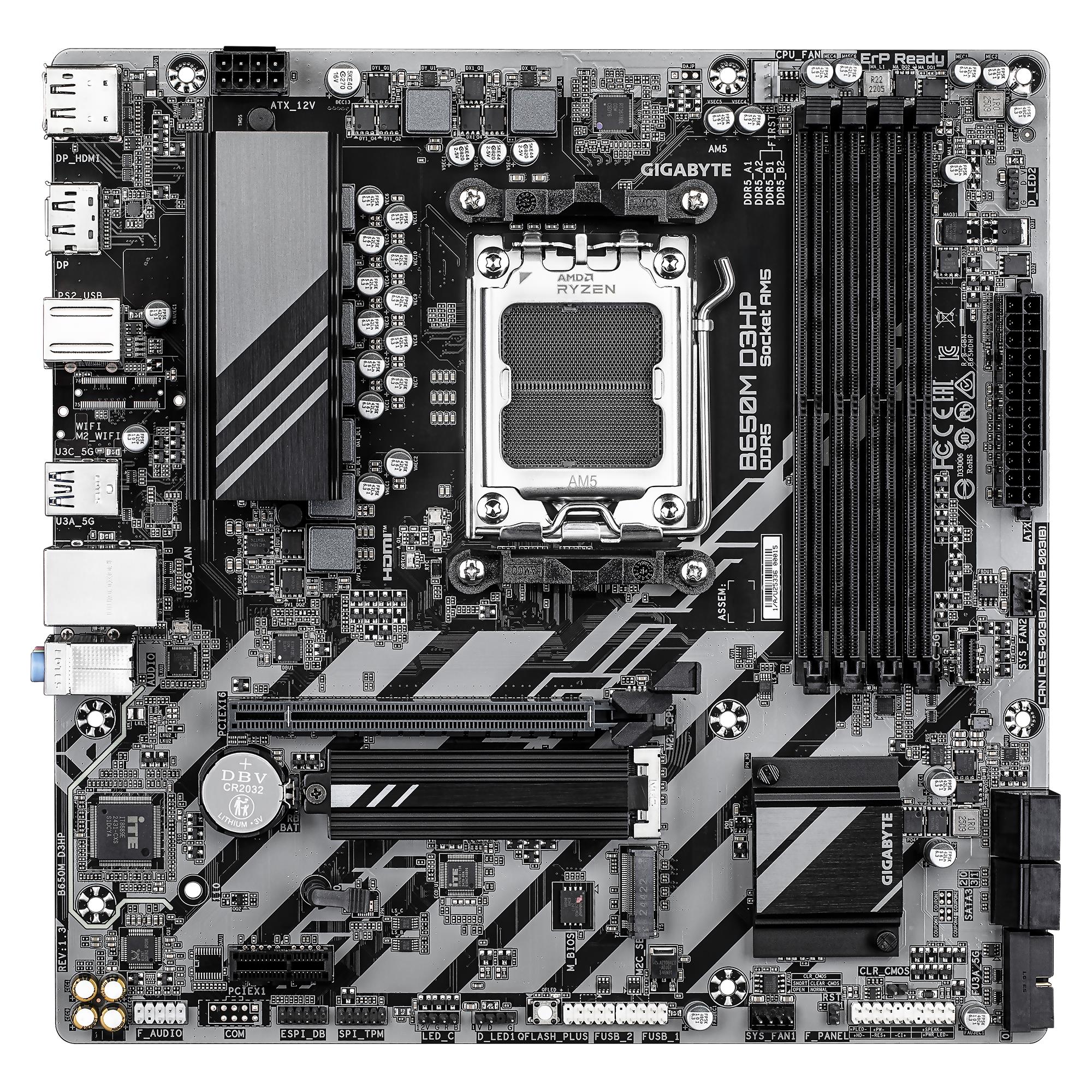 Mainboard GIGABYTE AMD B650 SAM5 Micro-ATX Memory DDR5 Memory slots 4 B650MD3HP1.3