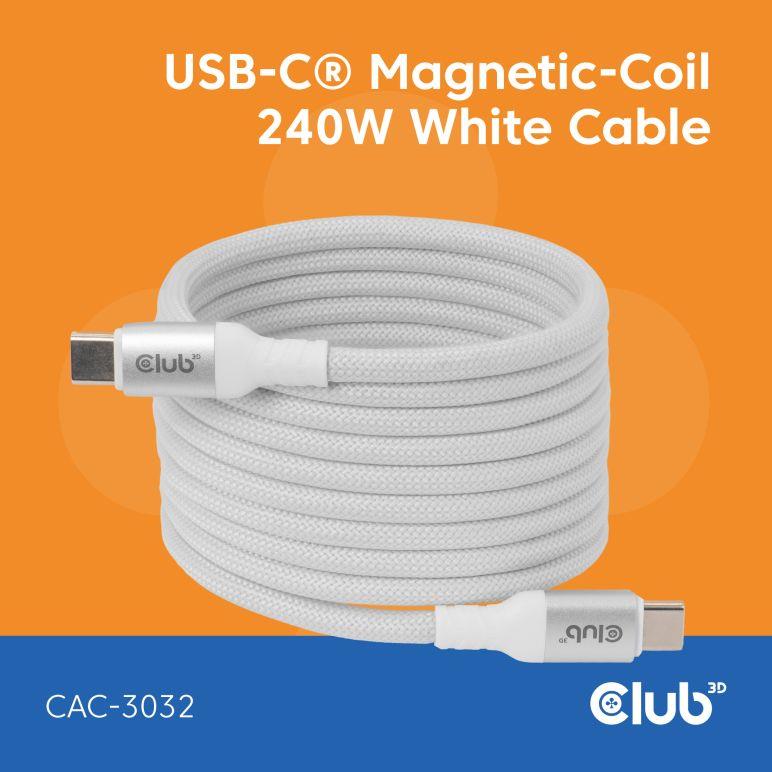 CABLE USB-C TO USB-C 2M/MAGNETIC WHITE CAC-3032 CLUB3D
