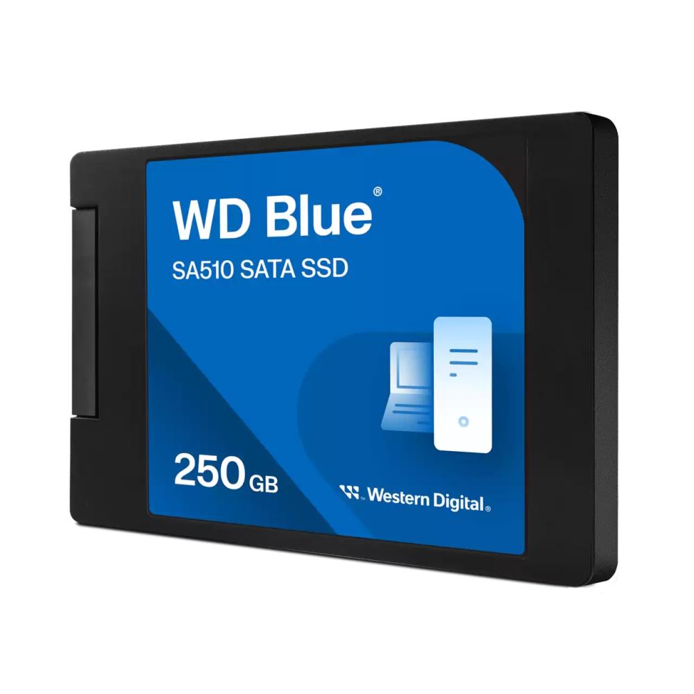 SSD WESTERN DIGITAL Blue SA510 250GB SATA 3.0 Write speed 440 MBytes/sec Read speed 555 MBytes/sec 2,5" TBW 100 TB MTBF 1750000 hours WDS250G3B0A