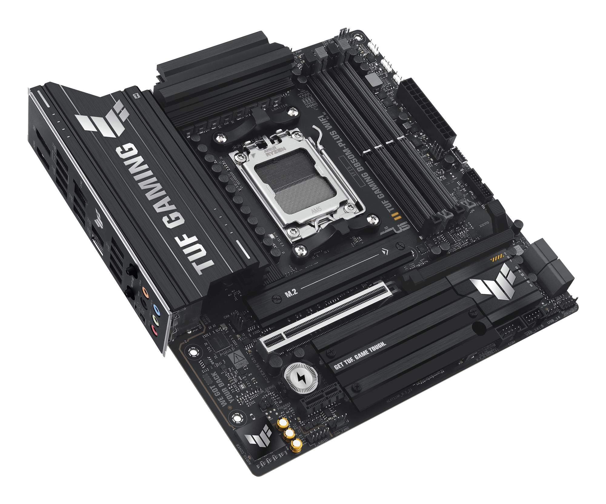 Mainboard ASUS AMD B850 SAM5 Micro-ATX Memory DDR5 Memory slots 4 1xPCI-Express 4.0 1x 1xPCI-Express 4.0 16x 1xPCI-Express 5.0 16x 3xM.2 1xHDMI 1xDisplayPort 11xUSB 2.0 2xUSB-C 1xRJ45 5xAudio port GAMINGB850M-PLUSWIFI