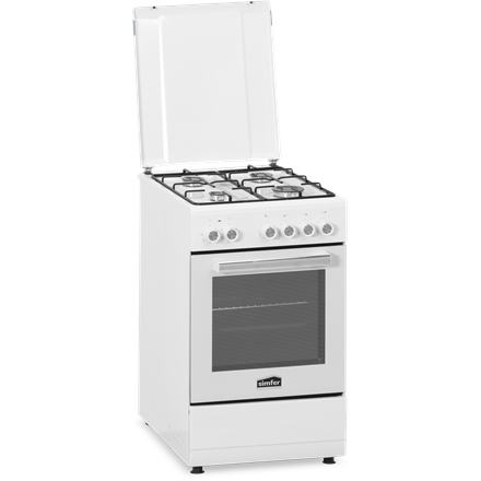 Simfer | Cooker | 5405SERBB | Hob type Gas | Oven type Electric | White | Width 50 cm | Depth 60 cm | Electronic ignitio