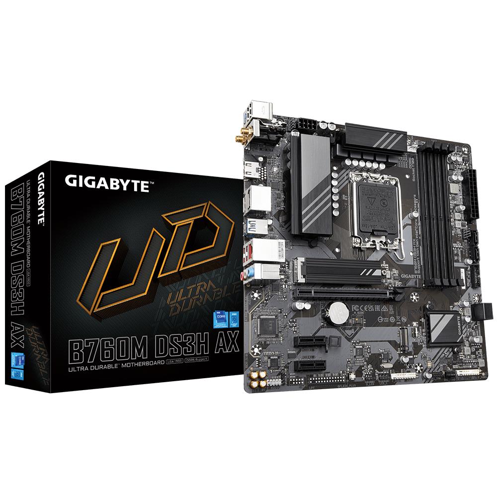 Mainboard GIGABYTE Intel B760 Express LGA1700 Micro-ATX Memory DDR5 Memory slots 4 B760MDS3HAX1.3