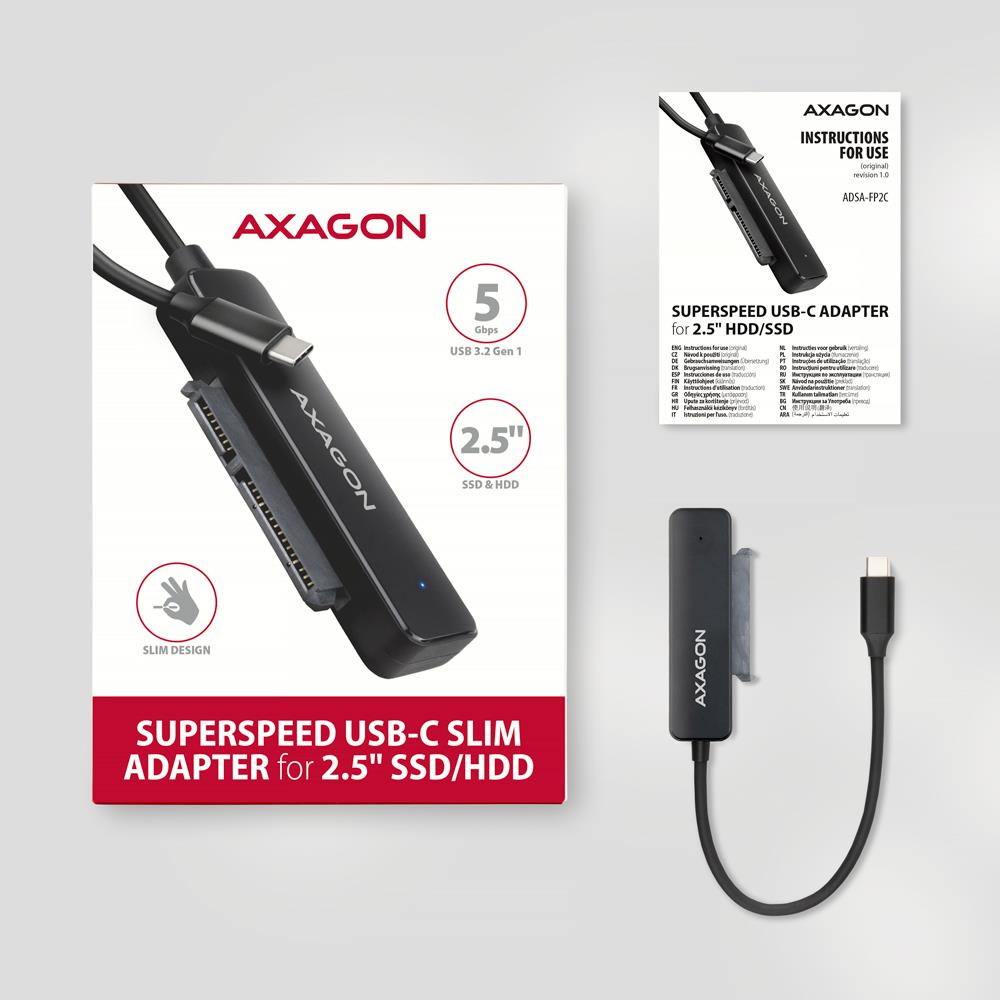 SSD ACC ADAPTER USB-C/SATA/5GBPS 0.2M ADSA-FP2C AXAGON
