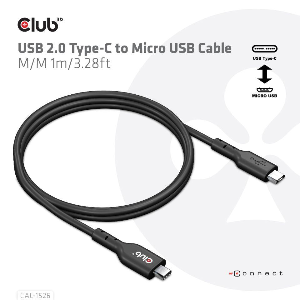 CABLE USB TO MICRO USB 1M/M/M CAC-1526 CLUB3D