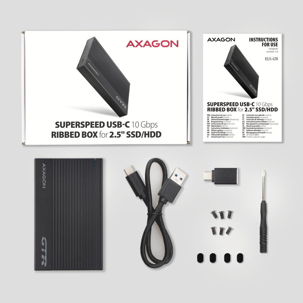 HDD ACC ENCLOSURE 2.5"/USB-C BLACK EE25-GTR AXAGON