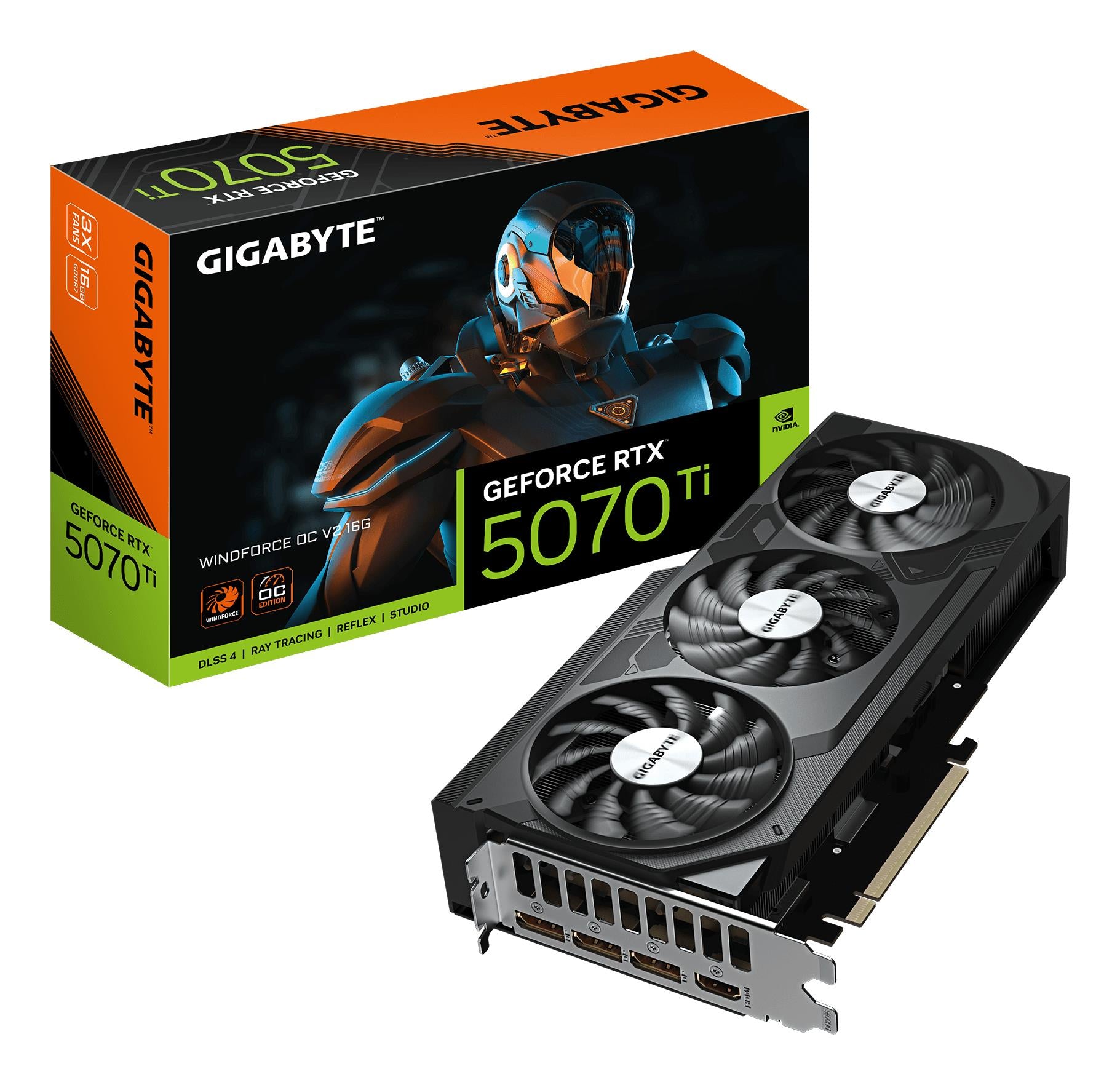 Graphics Card GIGABYTE NVIDIA GeForce RTX 5070 Ti 2497 MHz 16 GB GDDR7 256 bit PCI Express 5.0 Active N507TWF3OCV2-16GD