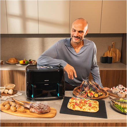 Cecotec Double hot air fryer | Cecofry&Grill Smokin'Prime 11000 | Power 2800 W | Capacity 11 L | Black