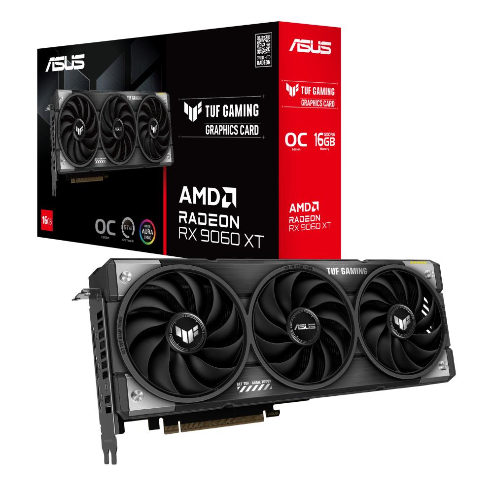 Graphics Card ASUS AMD Radeon RX 9060 XT 16 GB GDDR6 128 bit PCIE 5.0 16x Triple slot Fansink 1xHDMI 2xDisplayPort TUF-RX9060XT-O16G-GAMING