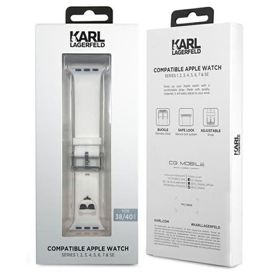 Karl Lagerfeld Silicone Choupette Heads Strap for Apple Watch 38/40/41mm - White