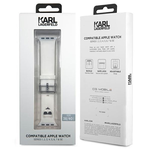 Karl Lagerfeld Silicone Choupette Heads Strap for Apple Watch 38/40/41mm - White
