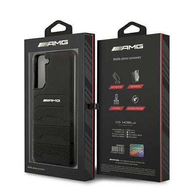 AMG AMHCS21FESGSEBK S21 FE G990 czarny/black hardcase Leather Debossed Lines — Mercedes