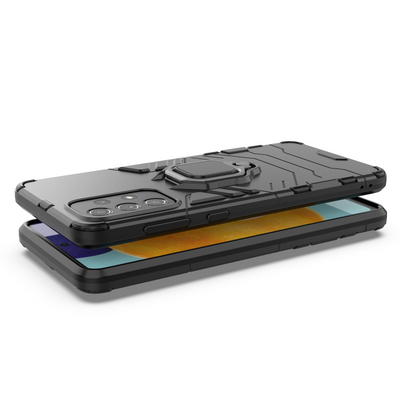Ring Armor tough hybrid case cover + magnetic holder for Samsung Galaxy A73 black — Hurtel