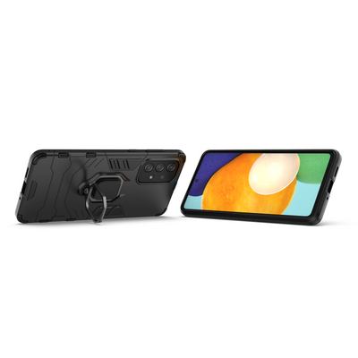Ring Armor tough hybrid case cover + magnetic holder for Samsung Galaxy A73 black — Hurtel