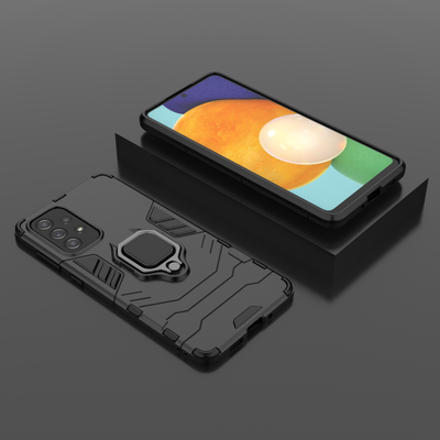 Ring Armor tough hybrid case cover + magnetic holder for Samsung Galaxy A73 black — Hurtel