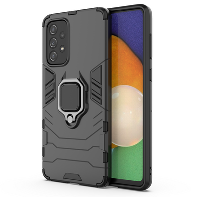 Ring Armor tough hybrid case cover + magnetic holder for Samsung Galaxy A73 black — Hurtel