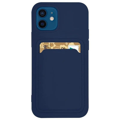 Card Case Silicone Wallet Case with Card Slot Documents for Samsung Galaxy A73 Navy Blue — Hurtel