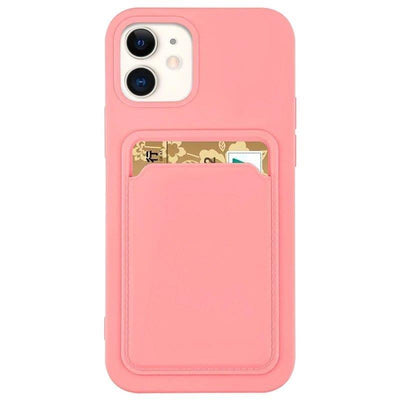 Card Case silicone case wallet with card pocket for Samsung Galaxy S22+ (S22 Plus) pink — Hurtel