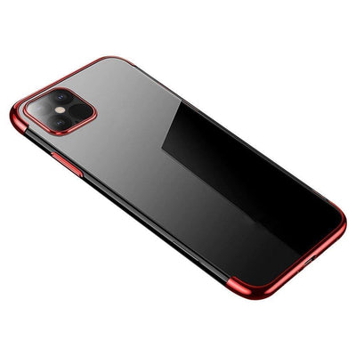 Clear Color case Gel TPU cover with a metallic frame for Xiaomi Redmi Note 11S / Note 11 red — Hurtel