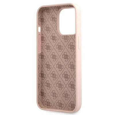 Guess GUHMP13LLSLMGLP iPhone 13 Pro / 13 6.1" light pink/light pink hardcase Silicone Script Gold Logo Magsafe