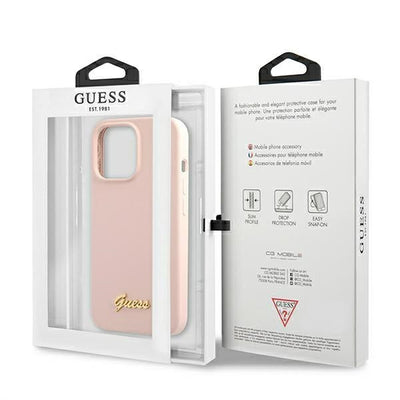 Guess GUHMP13XLSLMGLP iPhone 13 Pro Max 6.7" light pink/light pink hardcase Silicone Script Gold Logo Magsafe
