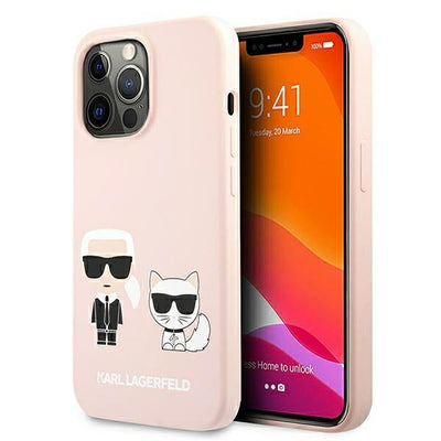 Karl Lagerfeld Silicone Ikonik Karl&Choupette MagSafe Case for iPhone 13 Pro Max - Light Pink