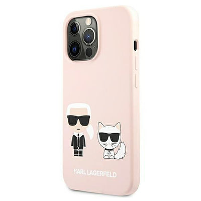 Karl Lagerfeld Silicone Ikonik Karl&Choupette MagSafe Case for iPhone 13 Pro Max - Light Pink