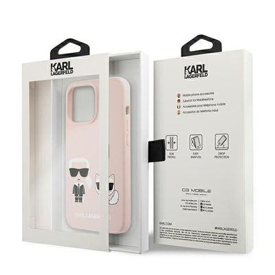 Karl Lagerfeld Silicone Ikonik Karl&Choupette MagSafe Case for iPhone 13 Pro Max - Light Pink