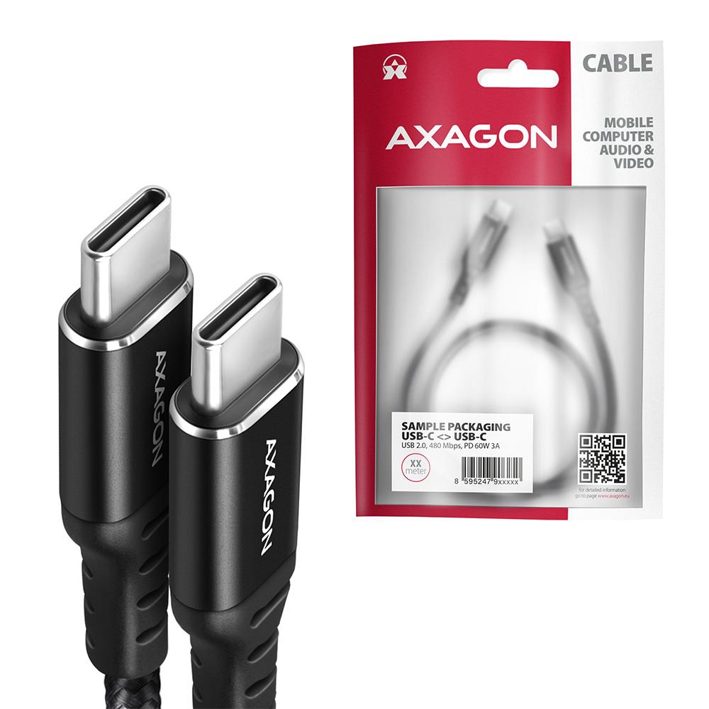 CABLE USB-C TO USB-C 1.5M 60W/HQ BLACK BUCM-CM15AB AXAGON