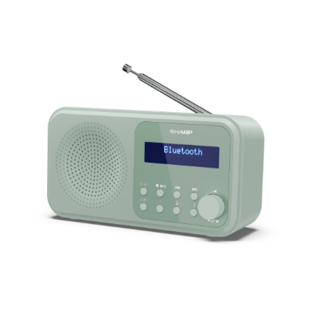 Sharp DR-P420(GN) Tokyo Portable Digital Radio, FM/DAB/DAB+, Bluetooth 5.0, USB or Battery Powered, Aquamarine Green | S