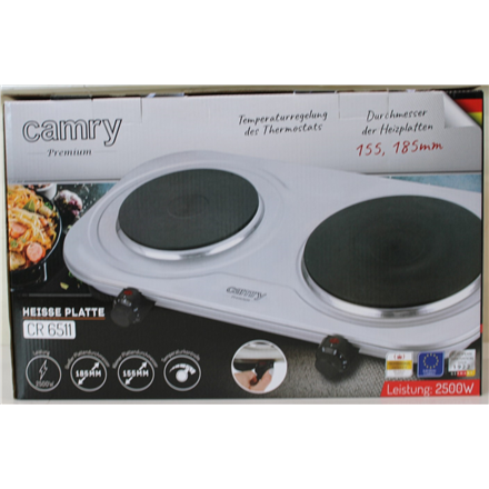 SALE OUT. | Camry | CR 6511 | Hot plate | Number of burners/cooking zones 2 | Rotary knobs | Stainless steel | DAMAGED P