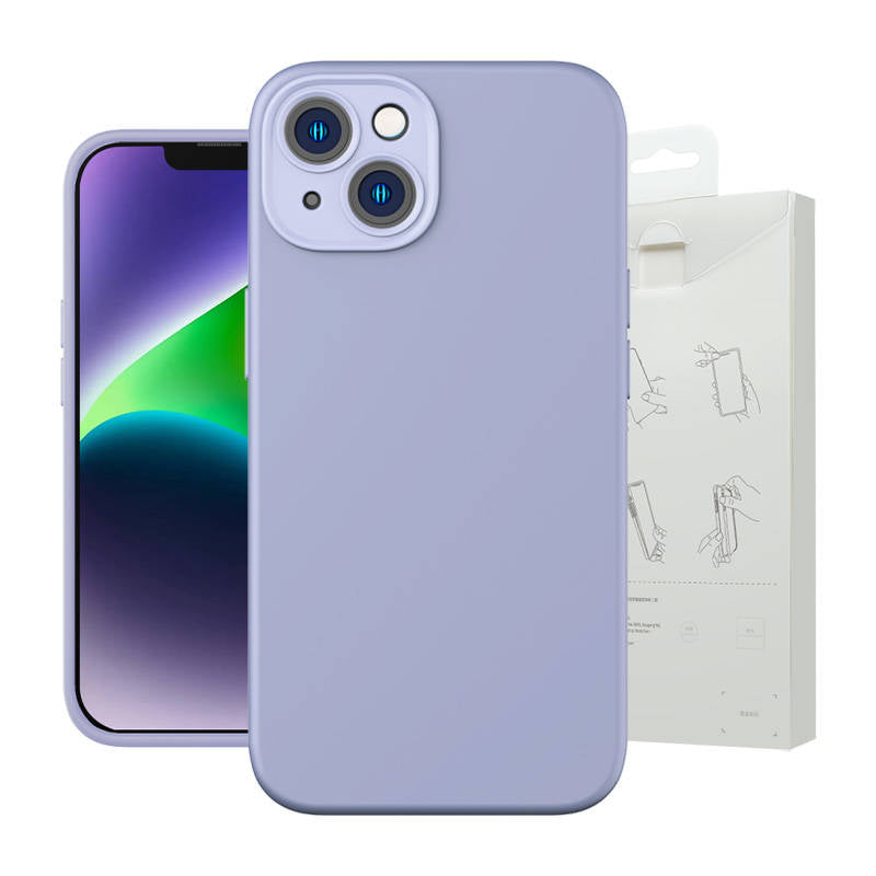 Baseus Liquid Silica Gel Case for iPhone 14 Plus (lavender)+ tempered glass + cleaning kit - Image 1