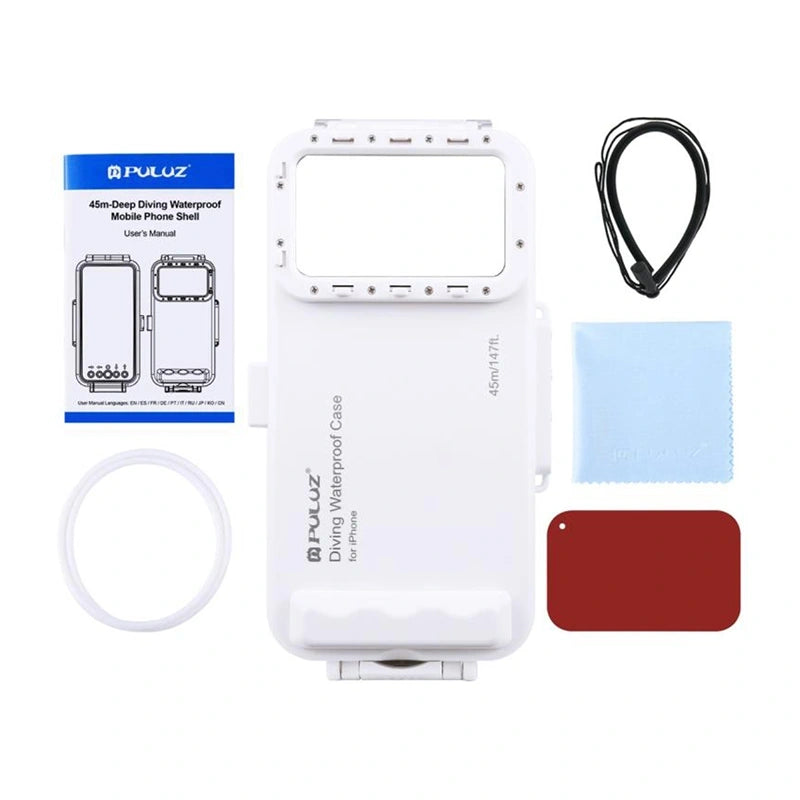 Puluz Waterproof Case (45m) for USB-C Smartphones for Underwater Photos and Videos (White) - Image 2