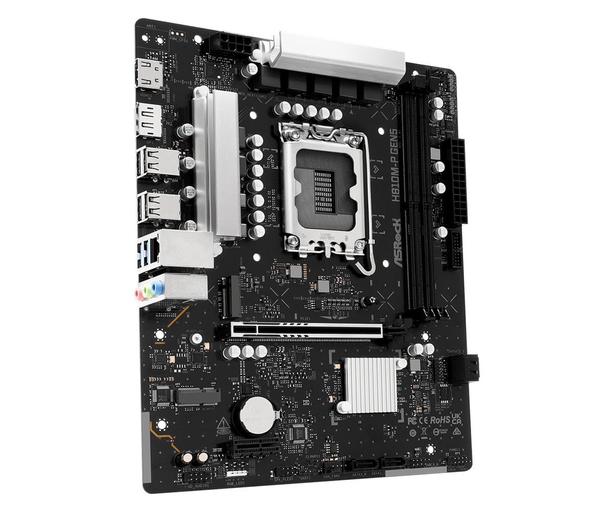 Mainboard ASROCK Intel H810 LGA 1851 (Socket V1) micro ATX RAM DDR5-SDRAM 2xSlots 1xNumber of M.2 (M) slots H810M-PGEN5