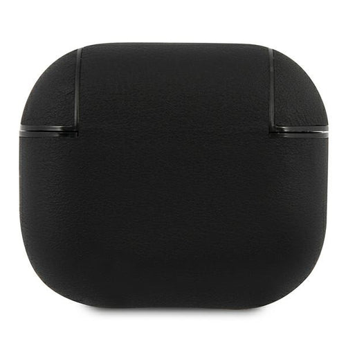 BMW Genuine Leather Silver Logo Case for AirPods 3 - Black