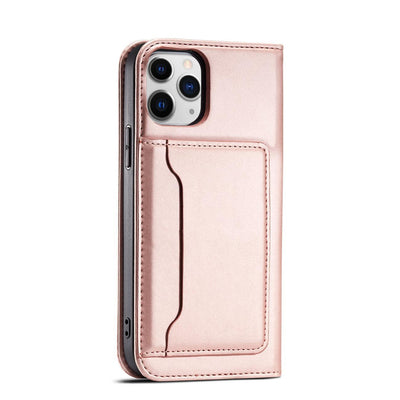 Magnet Card Case for iPhone 12 Pro Pouch Card Wallet Card Stand Pink — Hurtel