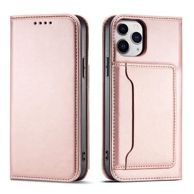 Magnet Card Case for iPhone 12 Pro Max Pouch Card Wallet Card Holder Pink — Hurtel