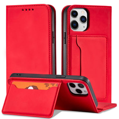 Magnet Card Case for iPhone 12 Pro Max Pouch Card Wallet Card Holder Red — Hurtel