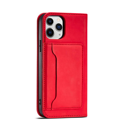 Magnet Card Case for iPhone 12 Pro Max Pouch Card Wallet Card Holder Red — Hurtel
