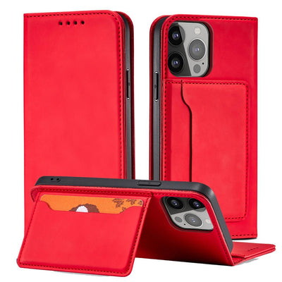 Magnet Card Case for iPhone 13 Pro Pouch Card Wallet Card Holder Red — Hurtel