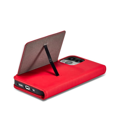 Magnet Card Case for iPhone 13 Pro Max Pouch Card Wallet Card Holder Red — Hurtel