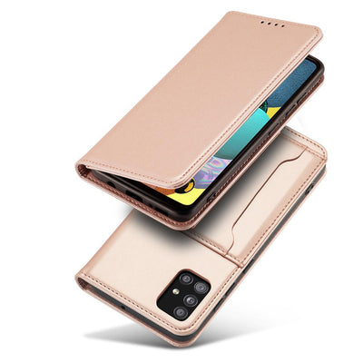 Magnet Card Case Case for Samsung Galaxy A12 5G Pouch Wallet Card Holder Pink — Hurtel