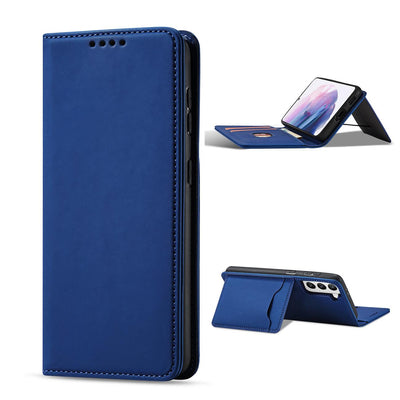 Magnet Card Case Case for Samsung Galaxy S22 + (S22 Plus) Pouch Wallet Card Holder Blue — Hurtel