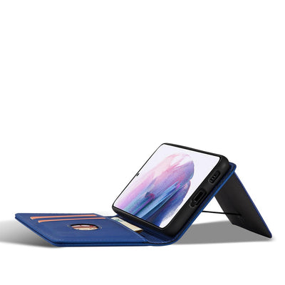 Magnet Card Case Case for Samsung Galaxy S22 + (S22 Plus) Pouch Wallet Card Holder Blue — Hurtel
