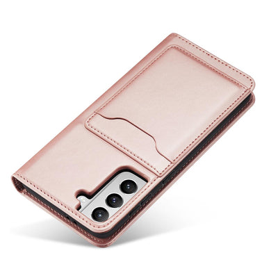 Magnet Card Case for Samsung Galaxy S22 + (S22 Plus) Pouch Wallet Card Holder Pink — Hurtel