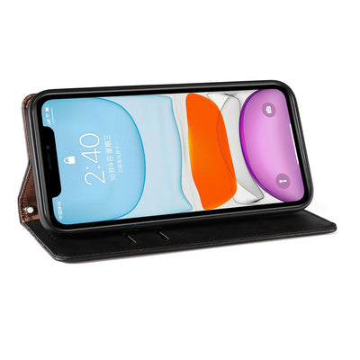 Magnet Strap Case for iPhone 12 Pouch Wallet + Mini Lanyard Pendant Black — Hurtel