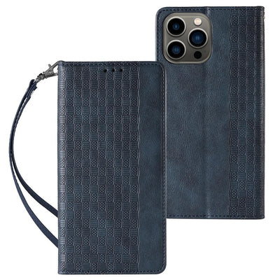 Magnet Strap Case for iPhone 12 Pro Pouch Wallet + Mini Lanyard Pendant Blue — Hurtel