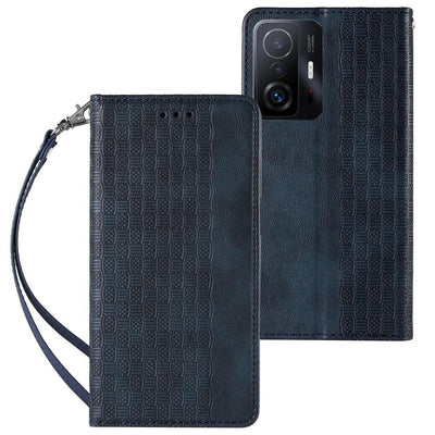 Magnet Strap Case Case for Samsung Galaxy A12 5G Pouch Wallet + Mini Lanyard Pendant Blue — Hurtel