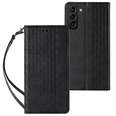 Magnet Strap Case Case for Samsung Galaxy S22 + (S22 Plus) Pouch Wallet + Mini Lanyard Pendant Black — Hurtel